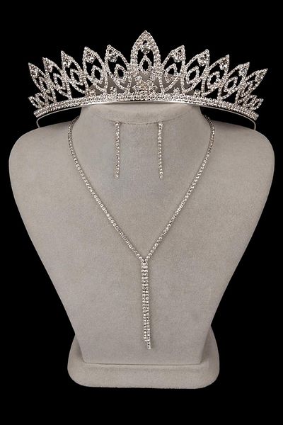 Hayalperest boncuk Set de cercei colier și coroană de mireasă cu frunze fine, elegant, cu piatră de cristal, rochie de seară