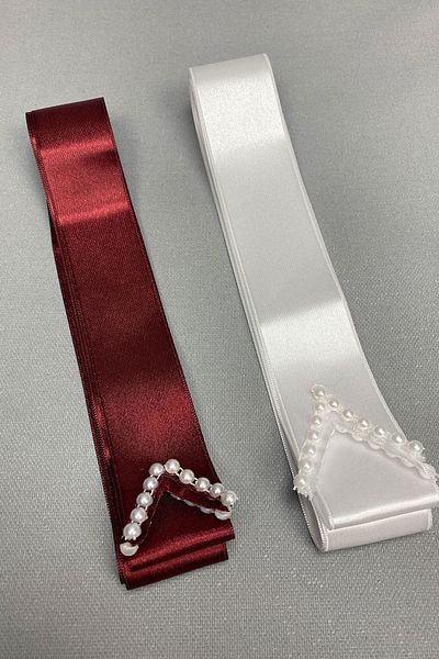 Hayalperest boncuk Burgundy White Jewelry Ribbon Set