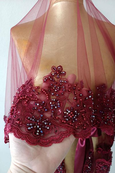 Hayalperest boncuk Ultra Luxury Crystal Bead Embroidered Bridal Henna Veil
