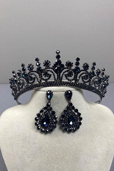 Hayalperest boncuk Coroana de henna Hera Bride și cercei cu piatră picătură