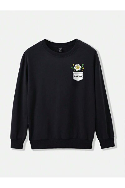 donamod Seria Coke X Hanorac cu umăr cu picătură florală și cu litere Morning...