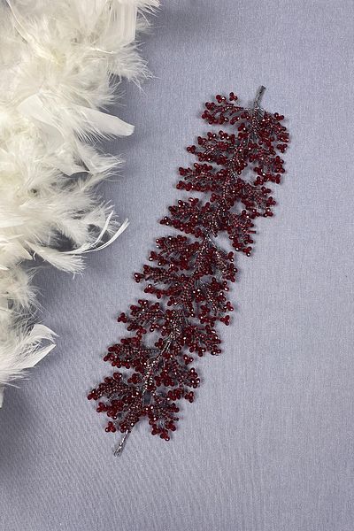 Hayalperest boncuk Banda de păr cu mărgele de cristal burgundy - Coroana de mireasă Henna