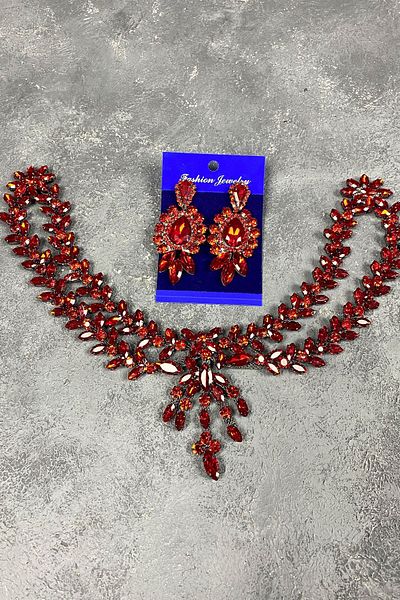 Hayalperest boncuk Red Sultan Fascinator Accesoriu pentru păr Henna de mireasă și cercei cu pietre