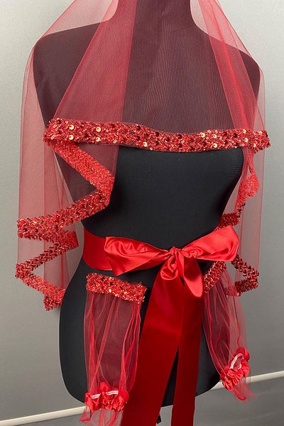 Hayalperest boncuk Red Water Model Embroidered Bridal Henna Veil Face Cover