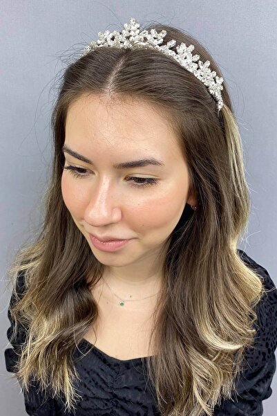 Hayalperest boncuk تاج الزفاف بالحناء باللون الفضي - تاج الزفاف الخيالي