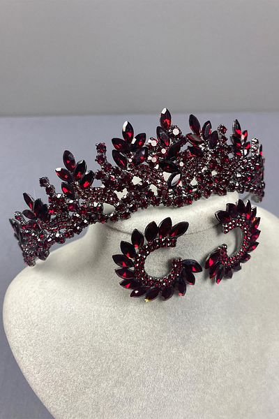 Hayalperest boncuk Set de coroană și cercei cu picătură Belur Bridal Henna