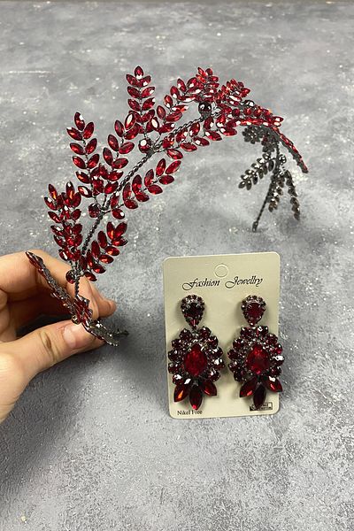 Hayalperest boncuk Accesoriu de păr de mireasă Dilana - Cercei cu ramuri și pietre de navetă