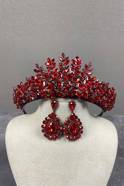 Hayalperest boncuk Set de cercei Ezel 3D Mireasa Henna Crown si Drop Stone