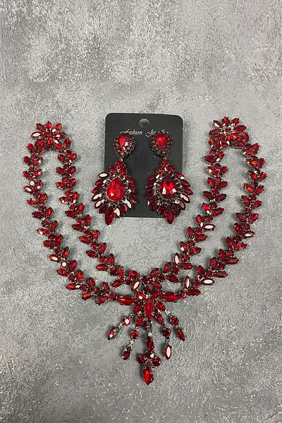 Hayalperest boncuk Set de accesorii pentru păr și cercei cu pietre prețioase pentru mireasă Sultan Burgundy
