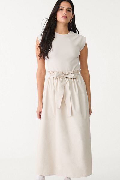 Stradivarius Midi Dress In Two Materials Limited Edition