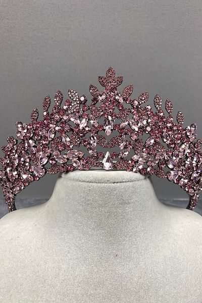 Hayalperest boncuk Pink Oscar Leaf Bridal Henna Crown