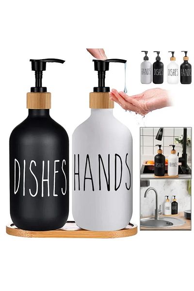 Neptün Life Gloria Mix 2-Pece Glass Kitchen Liquid 500ml - Δοχείο σαπουνιού με βάση μπαμπού