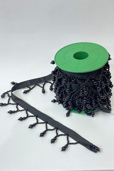 Hayalperest boncuk Pearl Bead Embroidered Fringe Ribbon 1 m