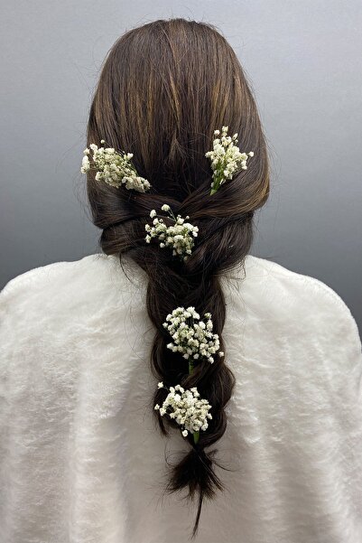 Hayalperest boncuk Accesoriu pentru păr cremă, natural, cu chipsuri, 5 bucăți