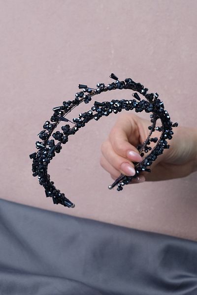 Hayalperest boncuk Coroană de mireasă Henna cu mărgele dublu rând Talya bleumarin