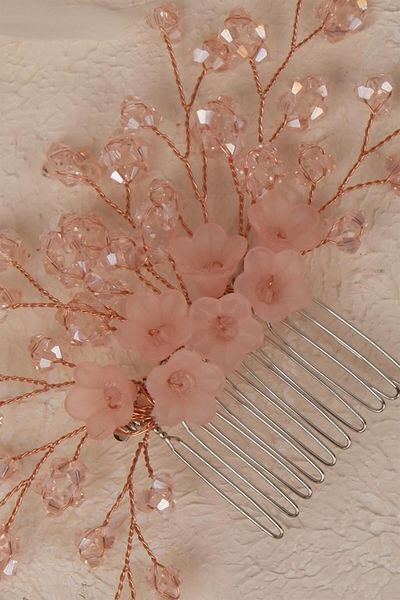 Hayalperest boncuk Bridal Hair Accessory - Flower Beaded Comb Barrette