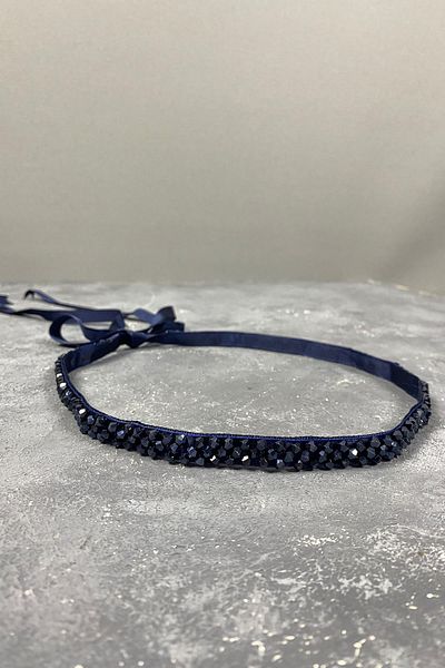 Hayalperest boncuk Navy Blue Crystal Beaded Evening Dress Belt Accessory