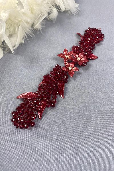 Hayalperest boncuk Leaf And Crystal Beaded Bridal Hair And Turban Accessory
