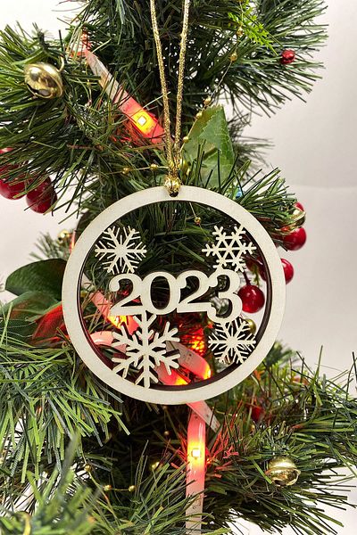 Hayalperest boncuk 2023 Εκτύπωση Φυσικό Στολίδι Χριστουγεννιάτικου Δέντρου - 5 Τεμάχια