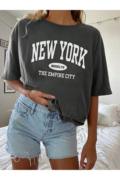 mercoledi Tricou casual oversize pentru femei cu imprimeu text