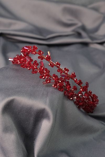 Hayalperest boncuk Coroană de mireasă cu mărgele Talya Burgundy