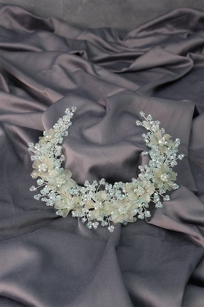 Hayalperest boncuk Nida Flower Enamel Bridal Crown Accesoriu pentru păr și turban
