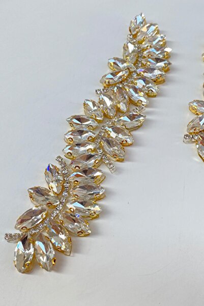 Hayalperest boncuk Gold Renk Su Yolu Motifli Ütüyle Yapışan Parlak Taşlı Aplik