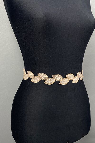 Hayalperest boncuk Powder Leaf Jewelled Dress Belt and Waist Accessory
