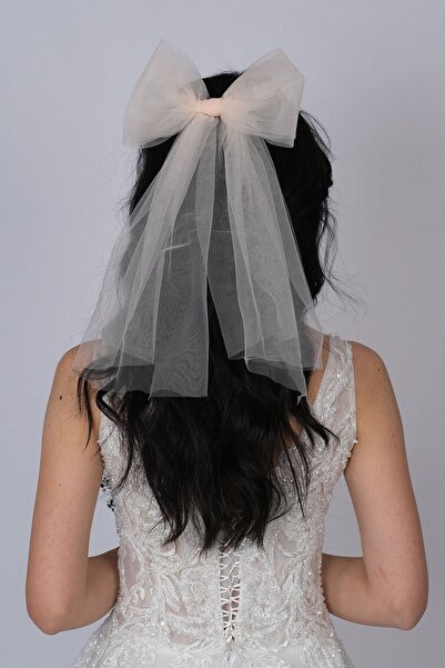 Hayalperest boncuk Accesoriu pentru păr de mireasă cu cataramă model cu fundă simplă pudră