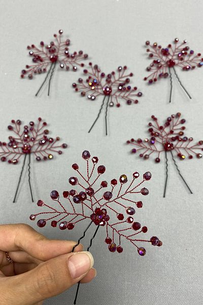 Hayalperest boncuk Crystal and Beaded Hairpin Hair Accessory 3 Pieces