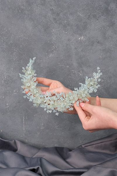 Hayalperest boncuk Nida Flower Enamel Bridal Crown Accesoriu pentru păr și turban