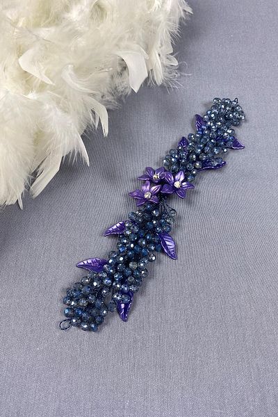 Hayalperest boncuk Indigo Blue Leaf And Crystal Beaded Bridal Hair And Turban Accessory