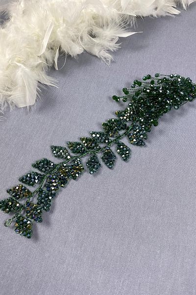 Hayalperest boncuk Iliz Bridal Green Crystal Bead Hair and Turban Accessory