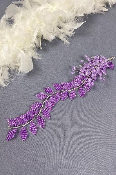 Hayalperest boncuk Bridal iliz and hair accessory - Lilac Crystal Beaded