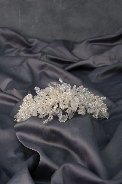 Hayalperest boncuk Azra Pearl Beaded Bridal Henna Crown Hair Accessory