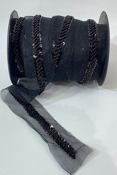 Hayalperest boncuk Sand Bead And Sequin Embroidered Ribbon 1 Mt