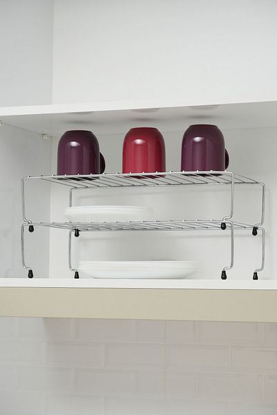 ERD & EMA HOME 47 cm 2-Piece Chrome Cabinet Shelf Organizer Large Single Product Quality Product Stainless