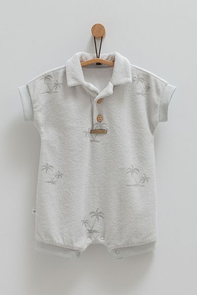 Caramell Baby Boy Romper 100% Cotton Terry Fabric Palm Patterned 2025 Summer Season