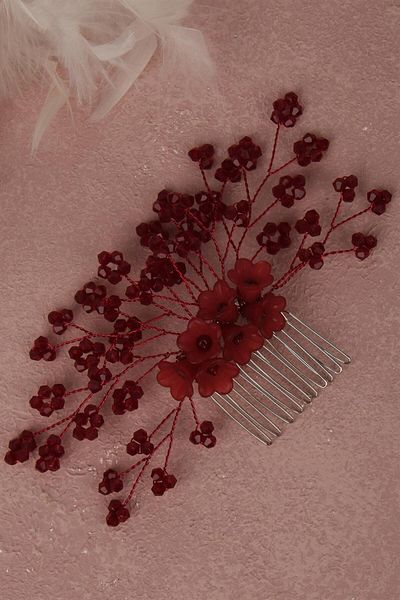 Hayalperest boncuk Bridal Hair Accessory - Flower Beaded Comb Barrette