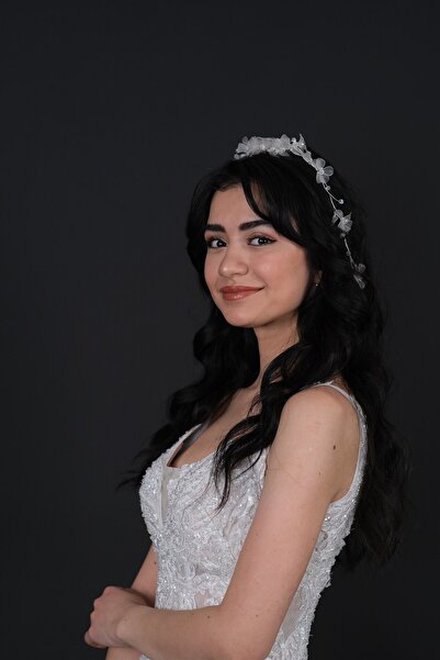 Hayalperest boncuk Coroană albă de henna pentru mireasă cu motiv de ramură de...