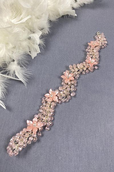 Hayalperest boncuk Powder Jewelled Floral Crystal Beaded Bridal Hair and Turban Accessory