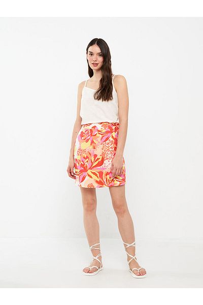 LC Waikiki Lcw Tie Detail Patterned Women's Skirt Fast Fashion