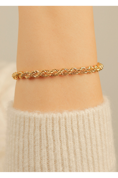 kuyumcu nurettin 5 gr (gram) Halat Bileklik Künye 14 Ayar Altın 7mm (rose-sarı-yeşil-beyaz)