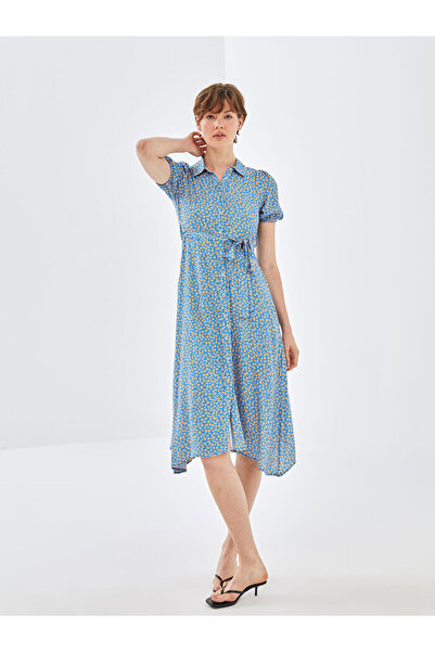 LC Waikiki BLAİS Çiçekli Kısa Kollu Kadın Gömlek Elbise