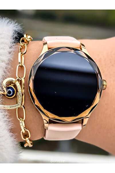 FERRO 33 mm Pembe Silikon Kordon FSW1118D Amoled Ekran Kadın Akıllı Saati Bileklik Hediyeli