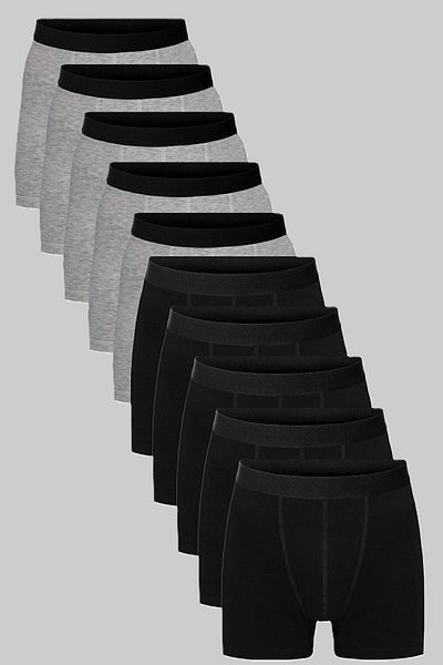 enmodaiçgiyim 10 boxeri pentru bărbați din Lycra negru-gri