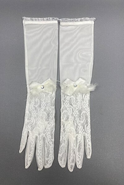 Hayalperest boncuk Dantelli Gelin Eldiveni ve Puantiyeli Nikah Şapkası