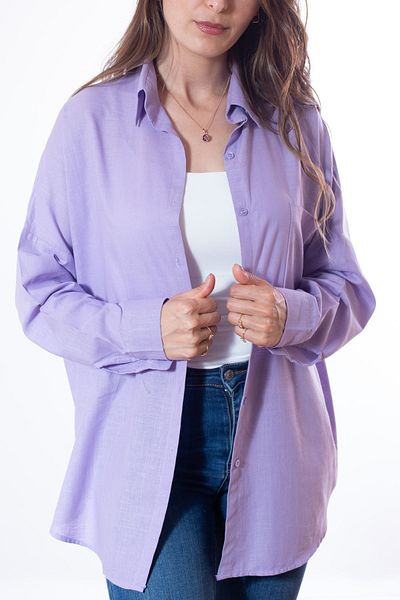 DEZZİİ Cămașă de in - Design evazat liliac