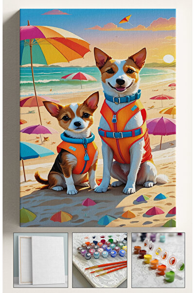 Akihabara Sayılarla Boyama Tuval Seti Fırça Boya Dahil (Çıtalı) 40x50 CM - PL...