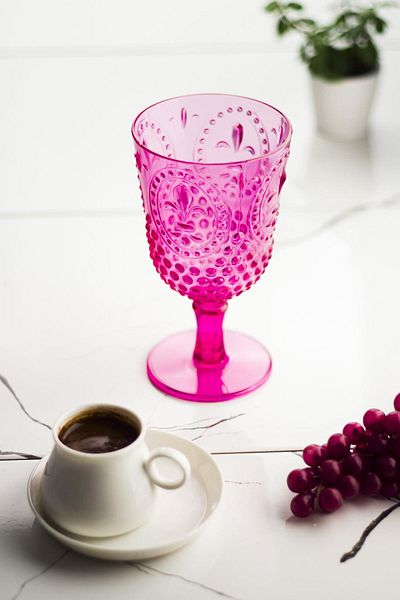 AC BOX Acrylic Pink Single Glass & Water Soft Drink Coffee Side Cup 450 ml (Not Glass)